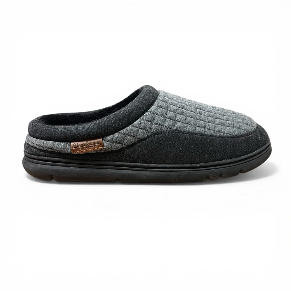Dearfoams Cozy Comfort Men’s Lounge Clog Slipper Gray Size 9-10 Casual Everyday